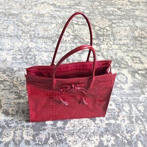 Large Cranberry Red Sachel Computer Bag, 6x13x17"